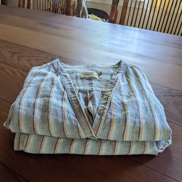 FAHERTY USA M Linen Pants 6 8 Fresh Blue Stripes Pockets and Pleats  ~NEW - Picture 12 of 12